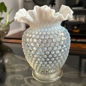Fenton Hombre opalescent have nail ruffle top vase